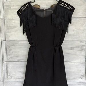 Double Zero Black Fringe Mini Dress